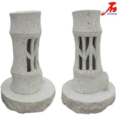 Bamboo Style Granite Hand Carved Garden Lantern for Outdoor Decoration