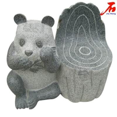 Panda Sculpture Granite Bench