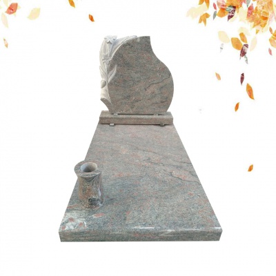 Kinawa Tiffany Granite headstone flower carving tombstone with vase wholesale