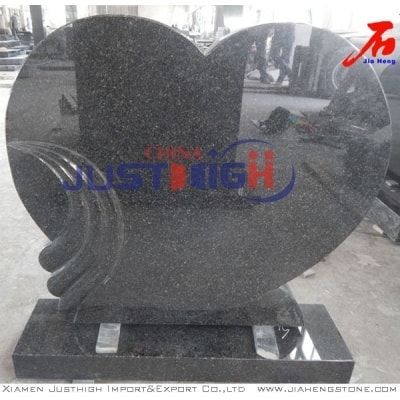 Beautiful and unique design of black granite headstone by China manufacature
