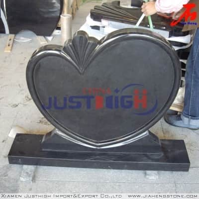 Unique polished black granite heart shaped gravestone producer