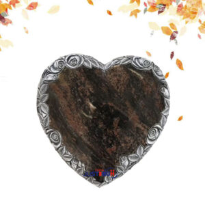 364-1 heart shape with flower carving memorial plaque
