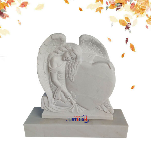 angel with heart shape headstone