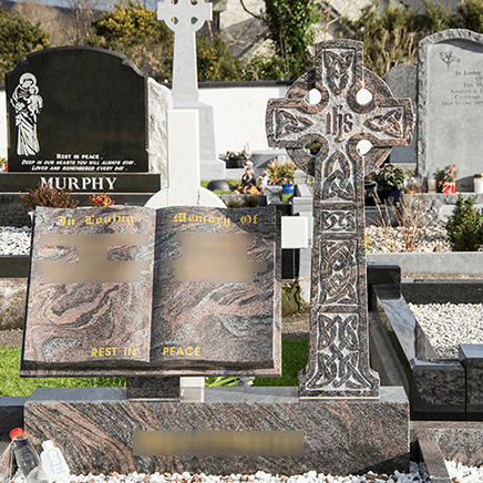 book shape granite headstone