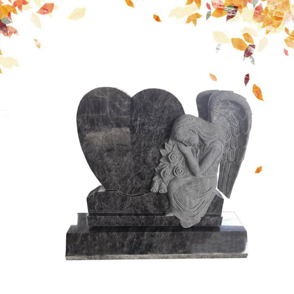 heart shape with angel granite headstone