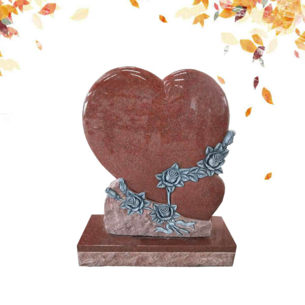 red granite heart shape headstone