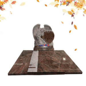 angel with heart shape granite tombstone