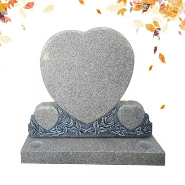 three heart granite headstone