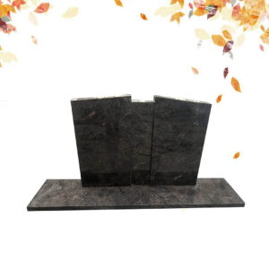 Himalaya Blue Unique shaped granite tombstone.