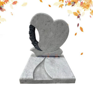 white marble heart shape headstone