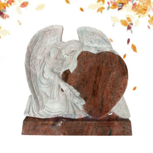 Angel Holding Heart Granite Tombstone