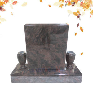 simple granite upright headstone design with flower vase