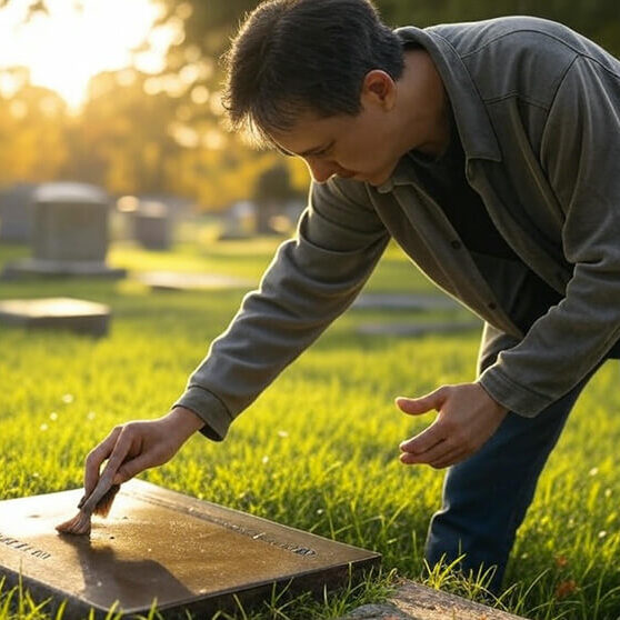 clean bronze headstone