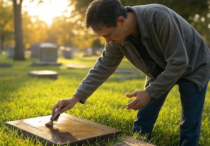 clean bronze headstone
