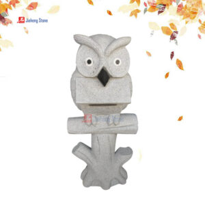 Gray granite owl carved granite mailbox