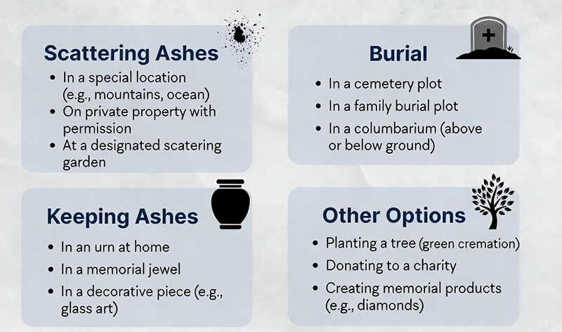 What is done with the ashes after cremetion2