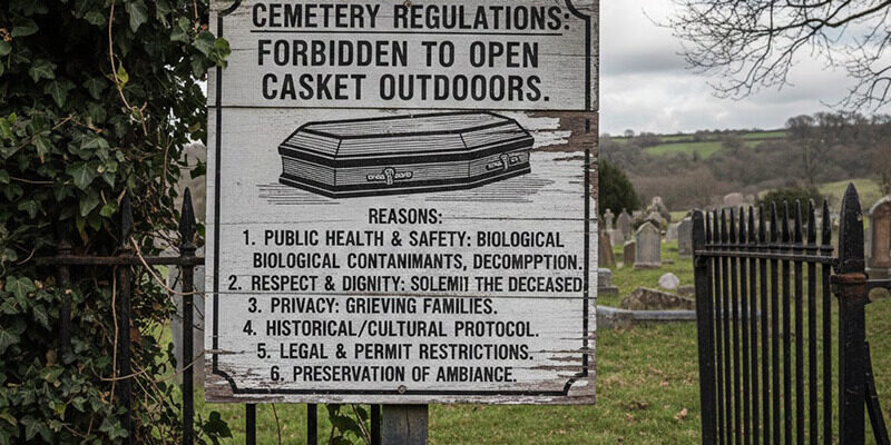 What are the reasons cemeteries might have rules against opening a casket outdoors2 What are the reasons cemeteries might have rules against opening a casket outdoors2