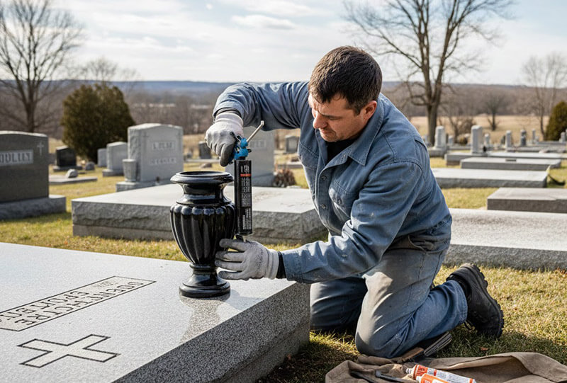 What is the best glue to attach a vase to a headstone