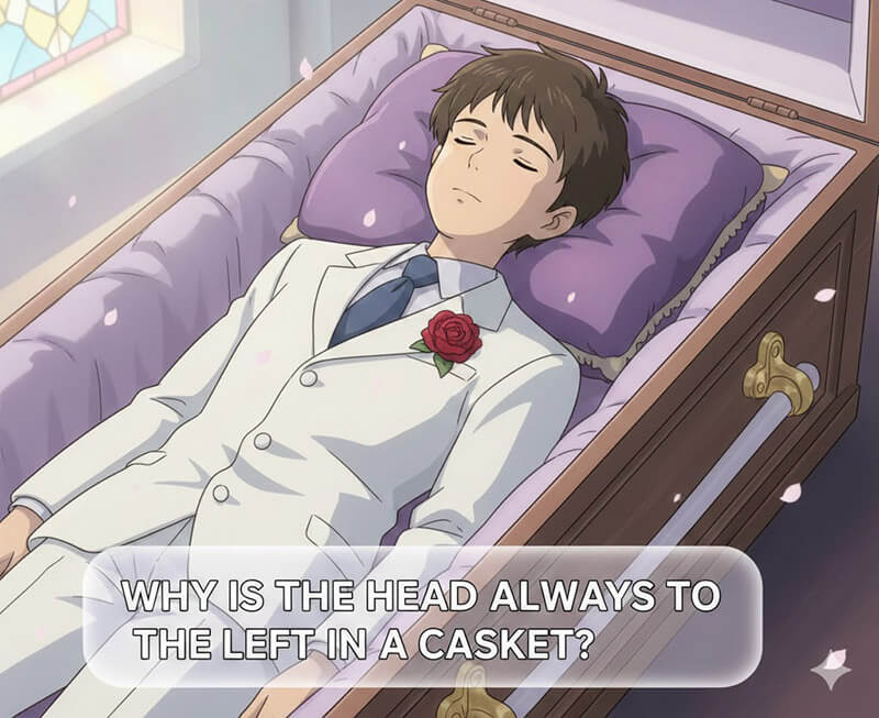 Why is the head always to the left in a casket