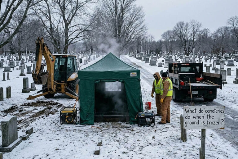 What do cemeteries do when the ground is frozen