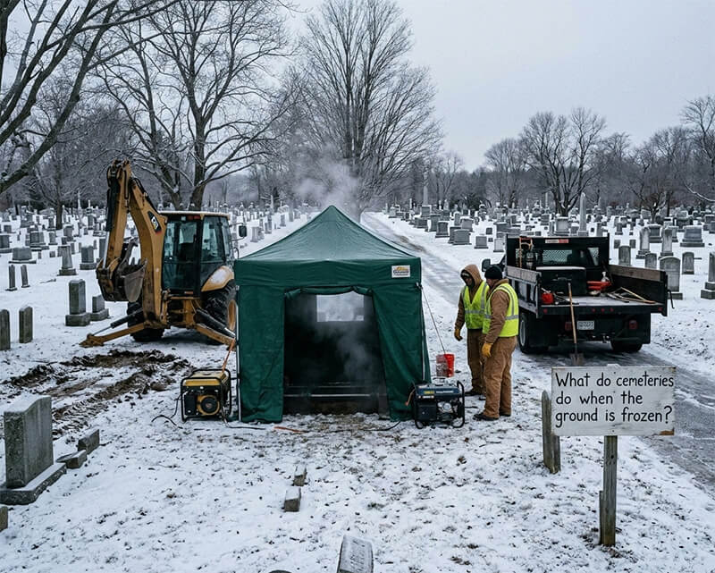 What do cemeteries do when the ground is frozen