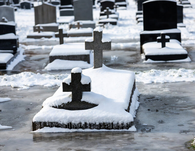 What do cemeteries do when the ground is frozen3