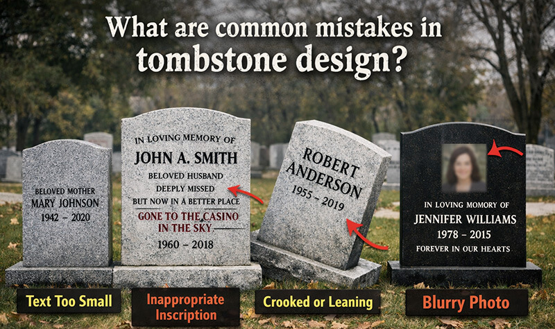 What are common mistakes in tombstone design