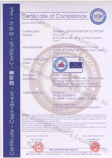 jiahengstone-CE-Cerficate