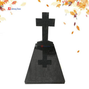 Cross-shaped granite black tombstone