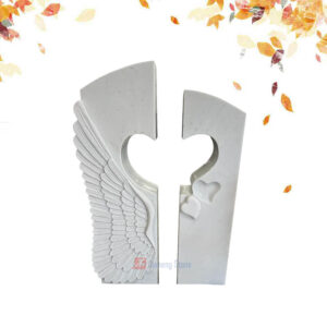 Custom Heart-Shaped Marble Monument with Angel Wings