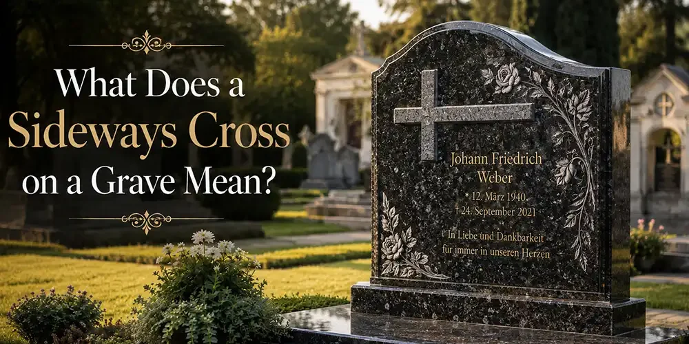 What does a sideways cross on a grave mean3