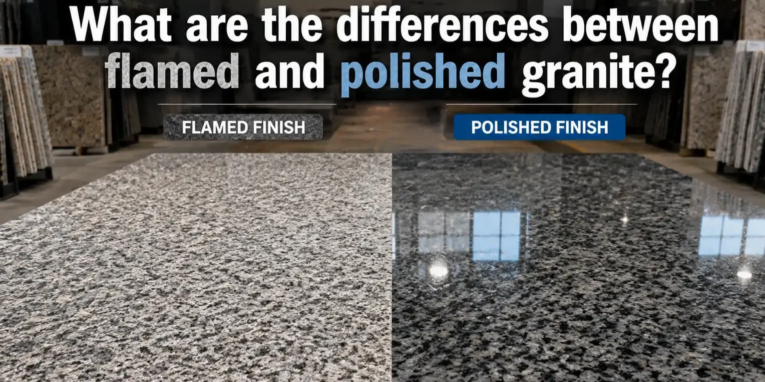 What are the differences between flamed and polished granite
